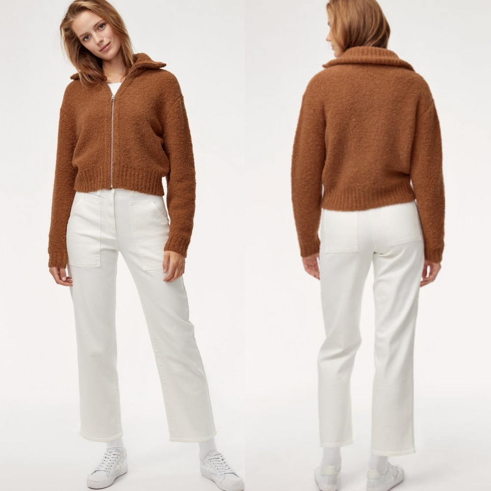 Aritiza Wilfred Marilyn Zip Up Sweater Alpaca Blend Size XS Copper Brown